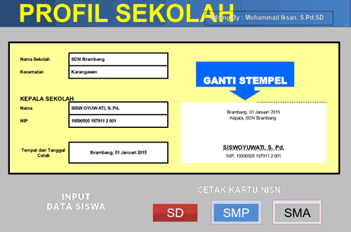 Aplikasi Cetak Kartu NISN format excel