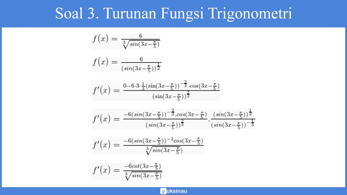 contoh soal turunan fungsi aljabar kelas 12