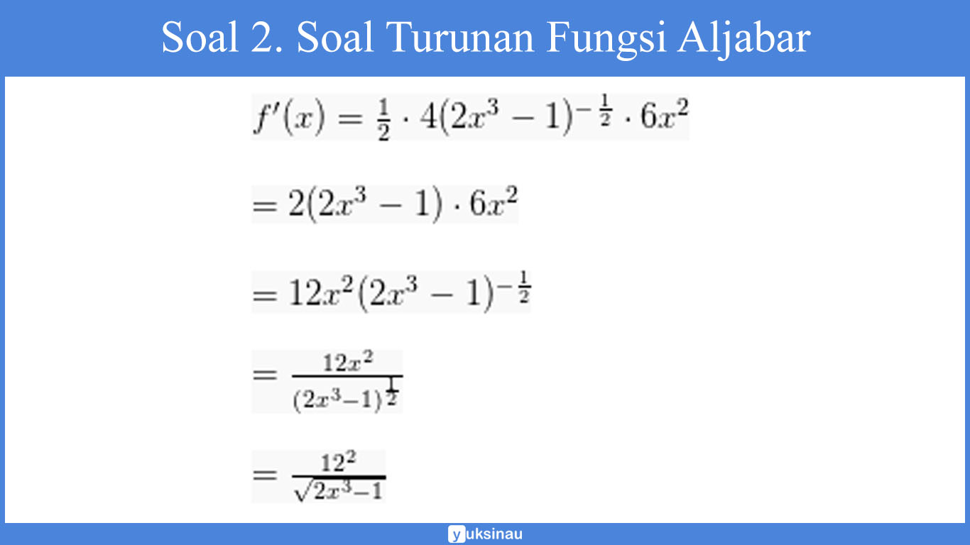 kumpulan soal turunan fungsi aljabar