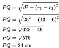 panjang garis singgung persekutuan luar PQ