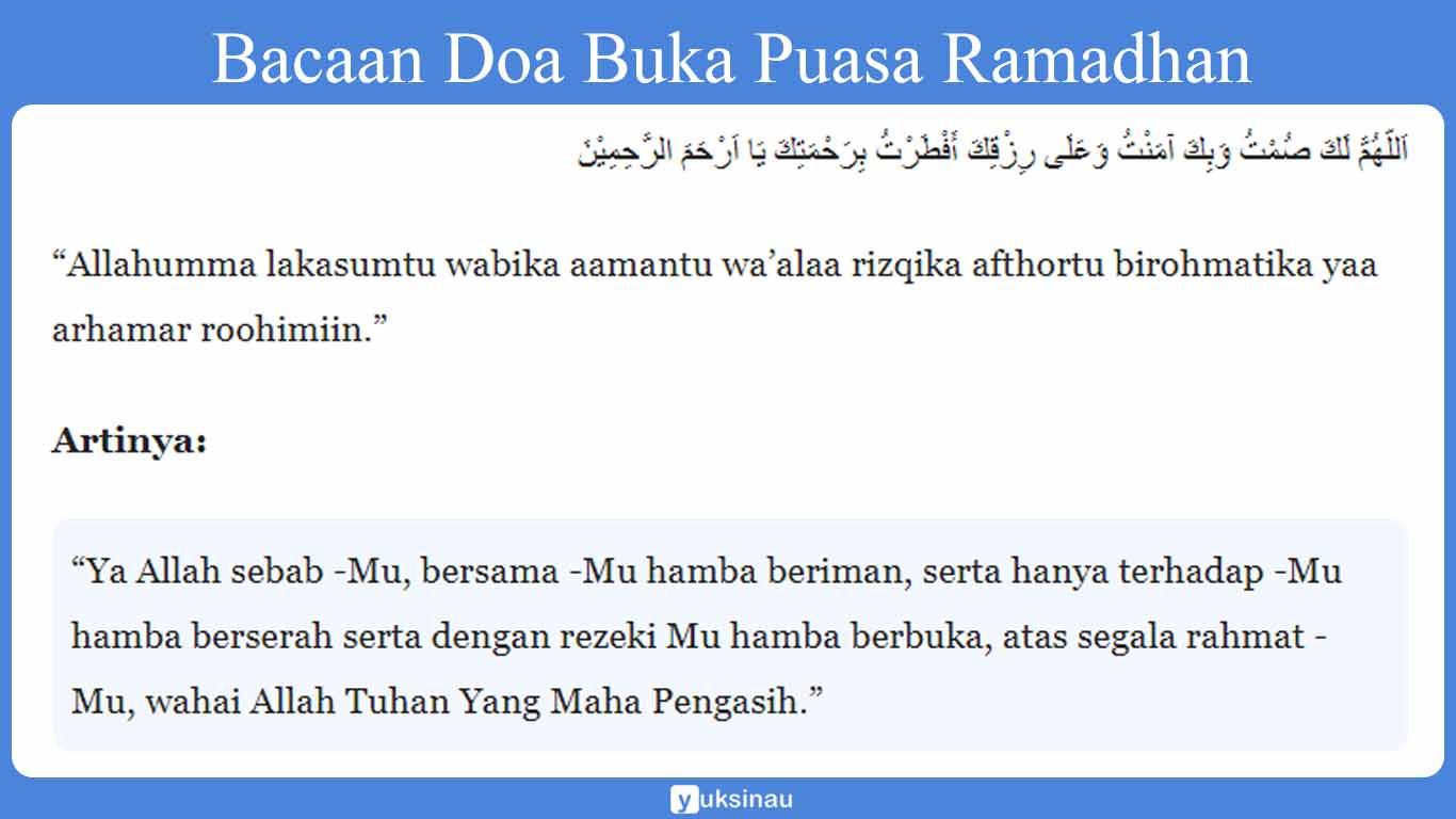 Bacaan Doa Buka Puasa Ramadhan