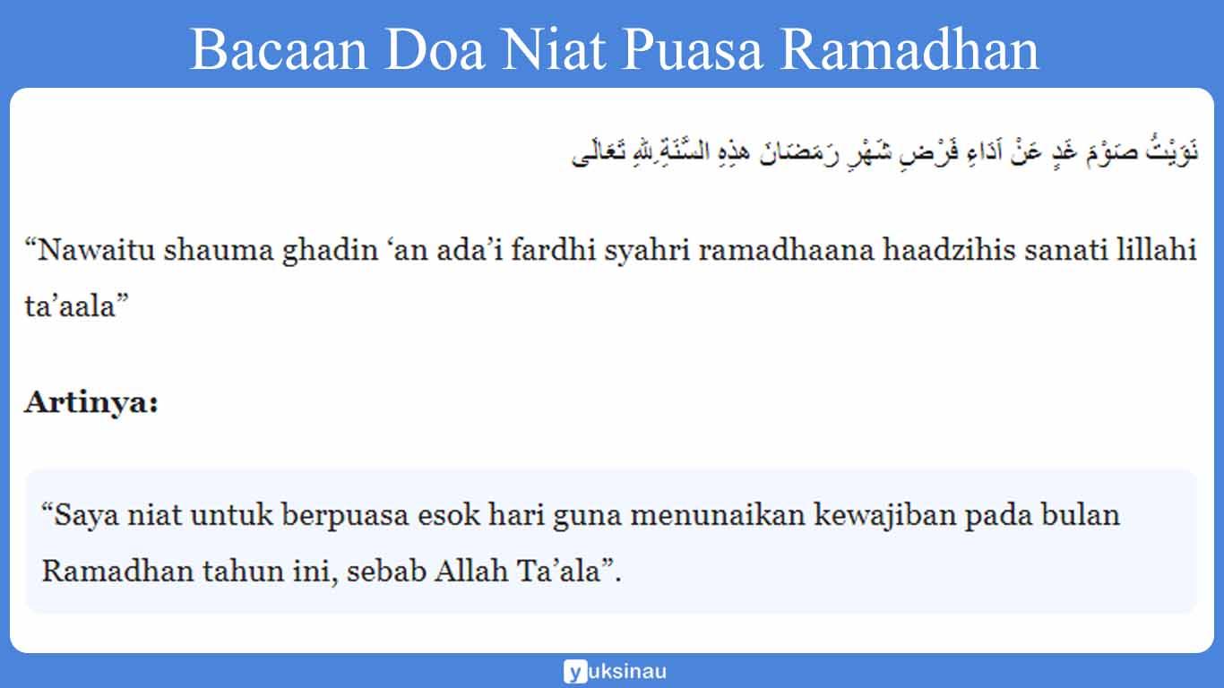 Bacaan Doa Niat Puasa Ramadhan