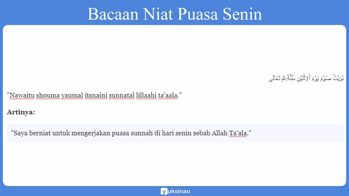 Bacaan Niat Puasa Senin