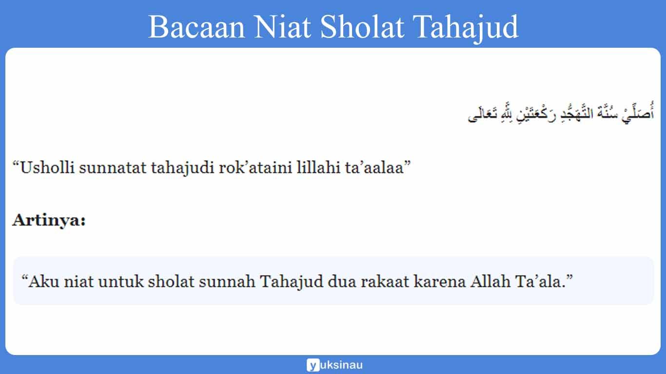 Bacaan Niat Sholat Tahajud