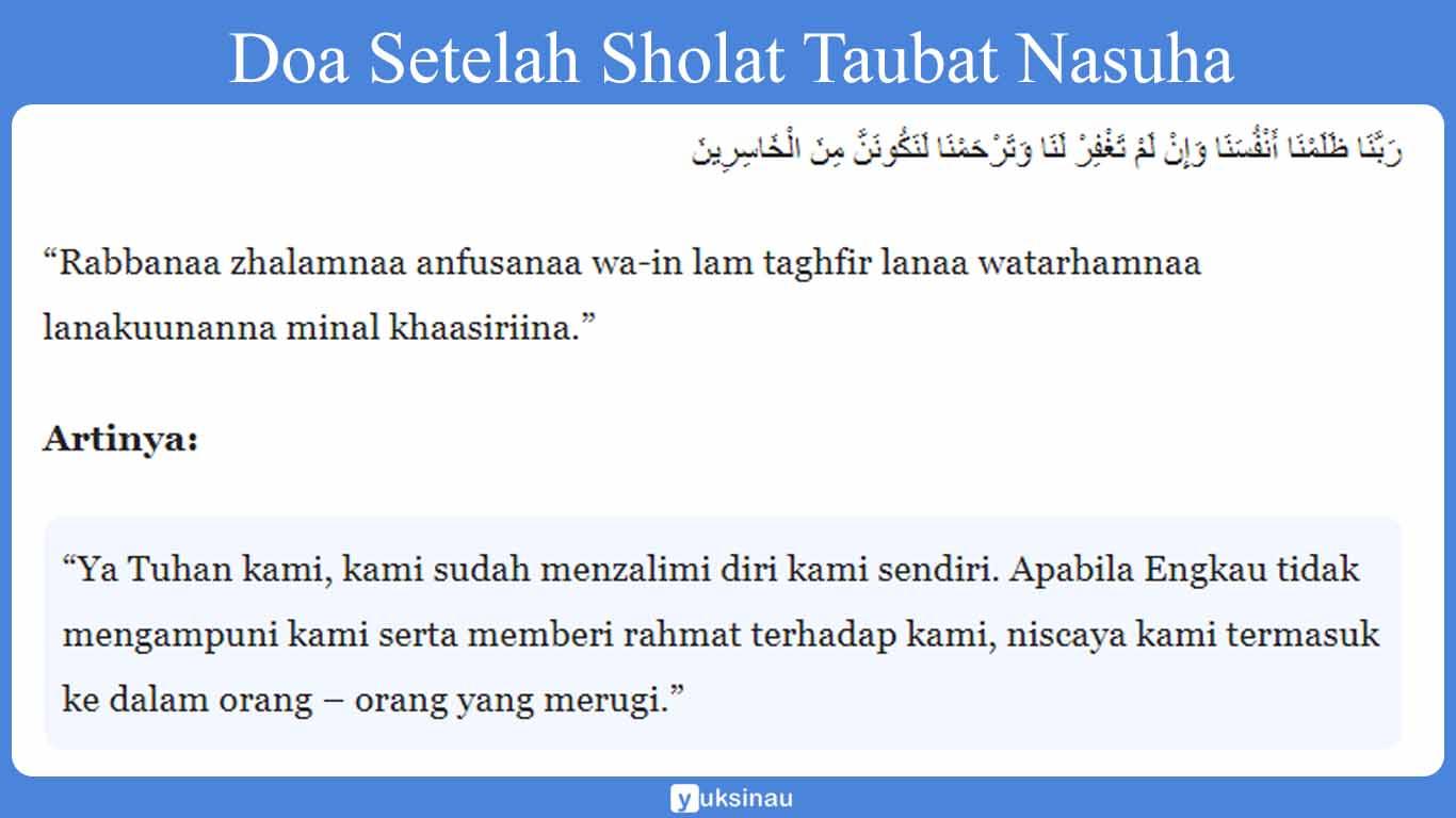 Doa Setelah Sholat Taubat Nasuha