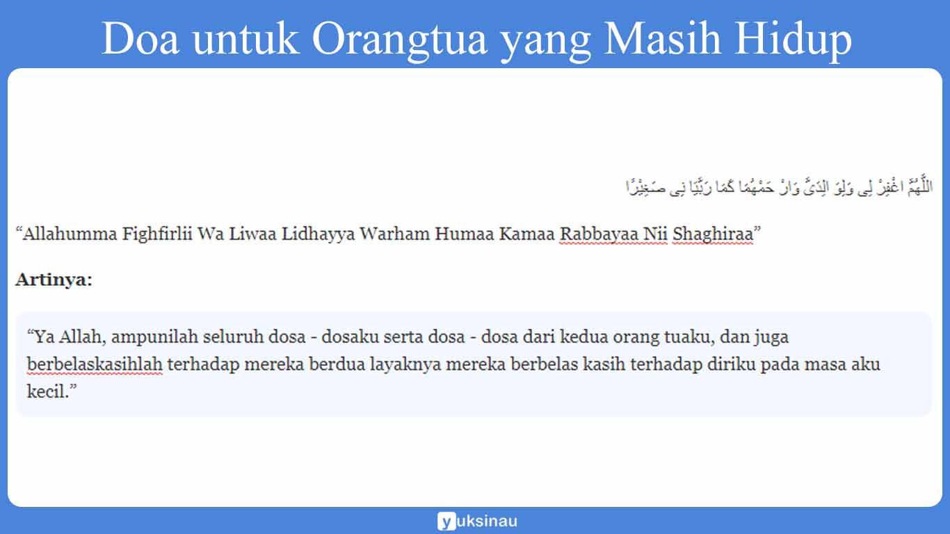 Doa untuk Orangtua yang Masih Hidup