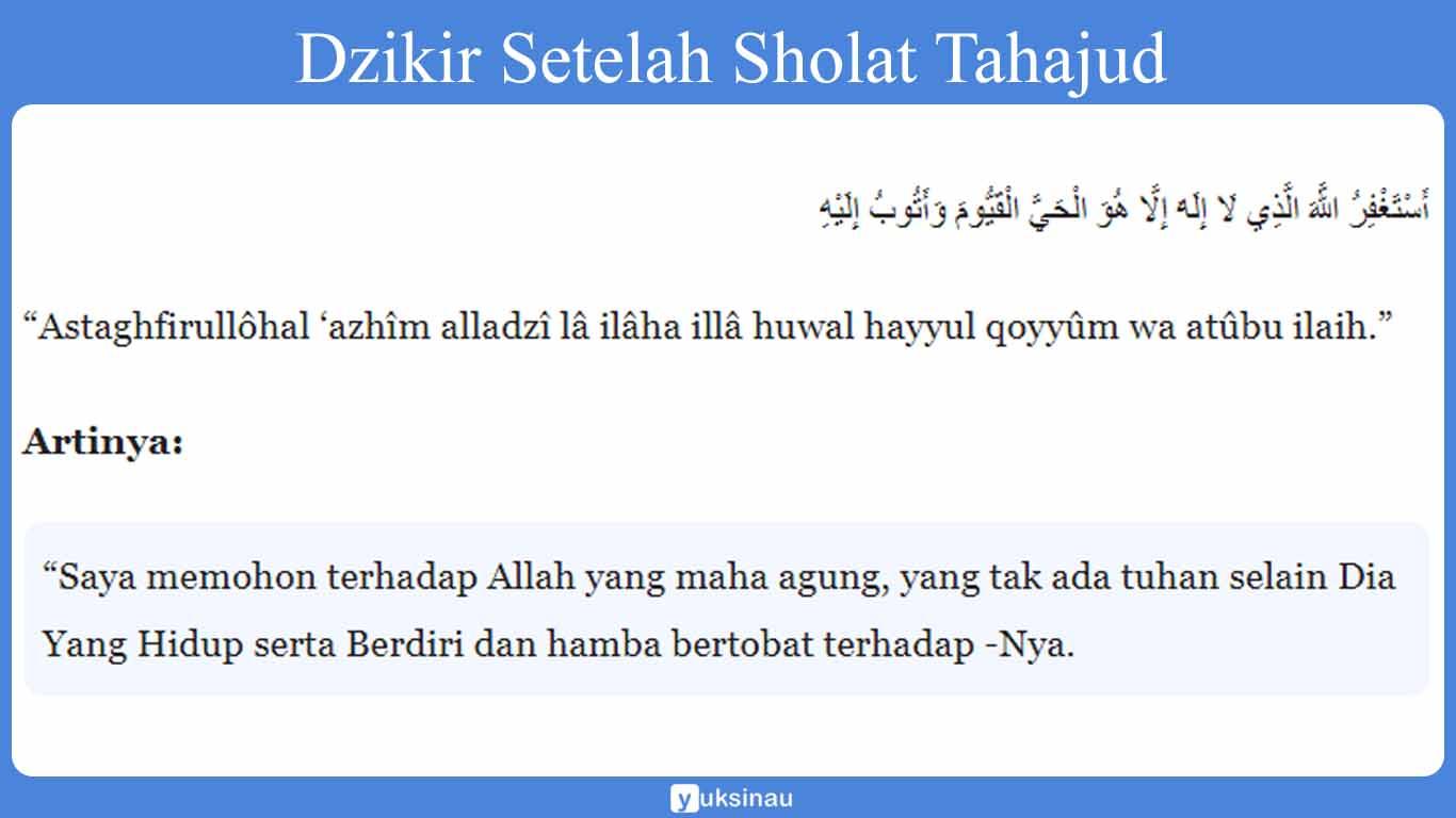 Dzikir dan Doa Setelah Sholat Tahajud