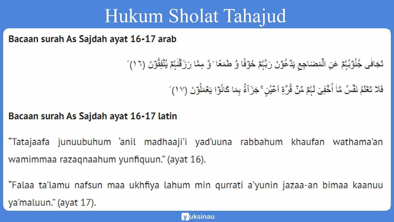 Hukum Sholat Tahajud