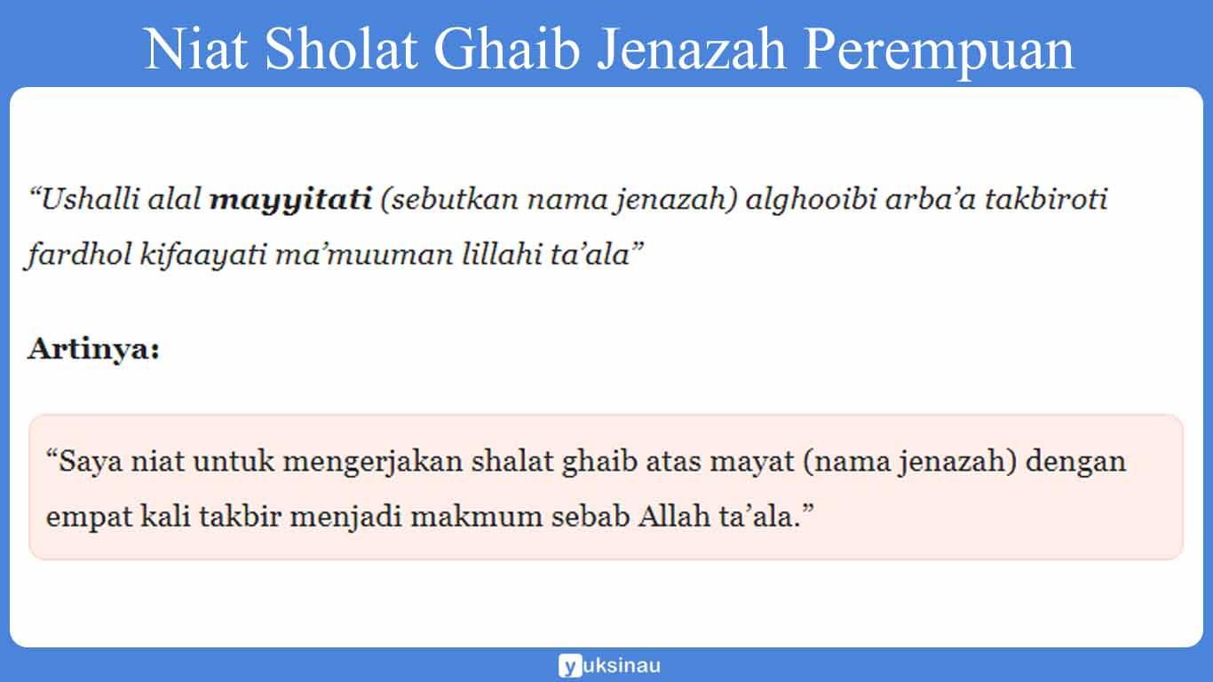 Niat Sholat Ghaib Jenazah Perempuan