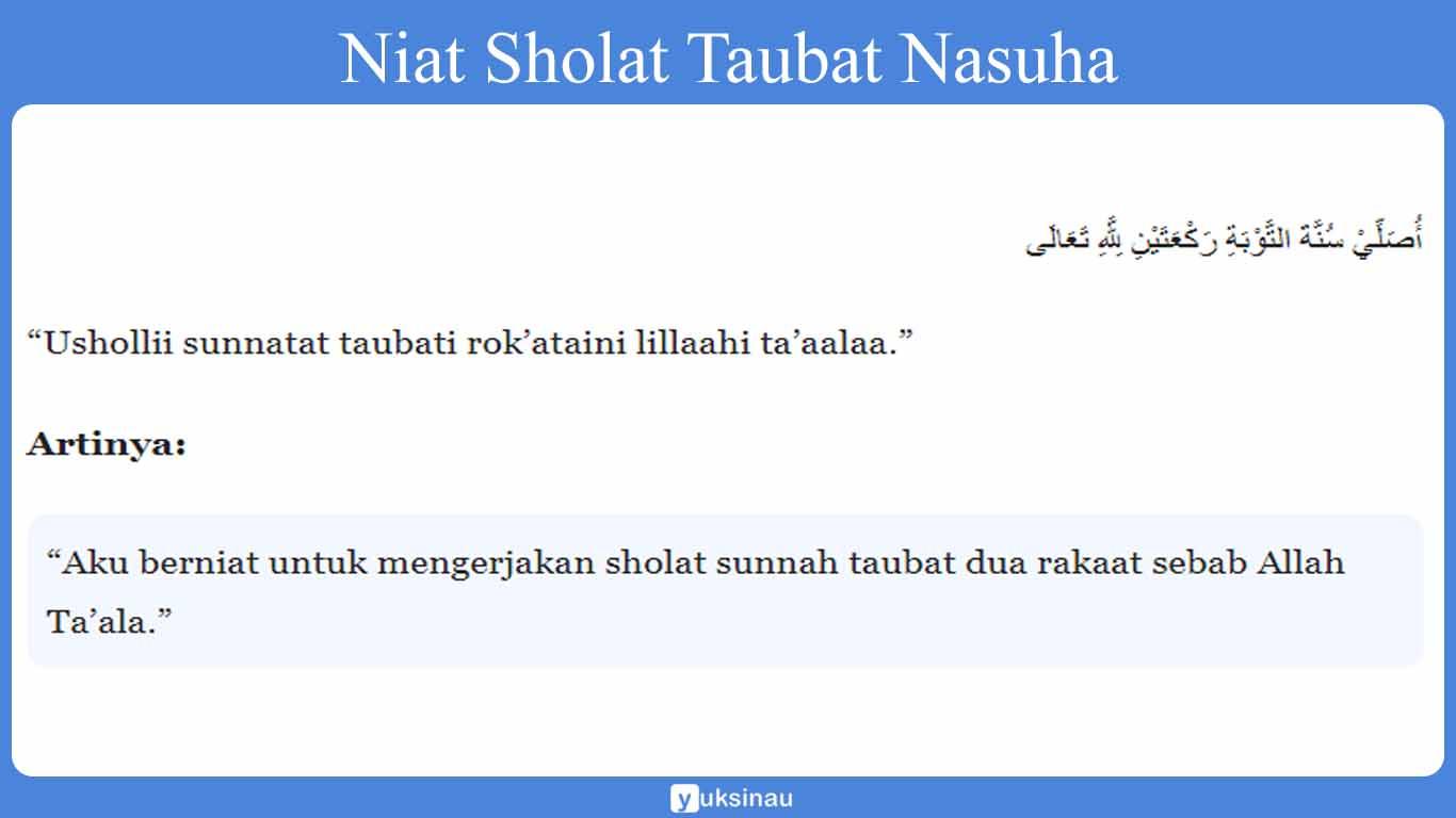 Niat Sholat Taubat Nasuha