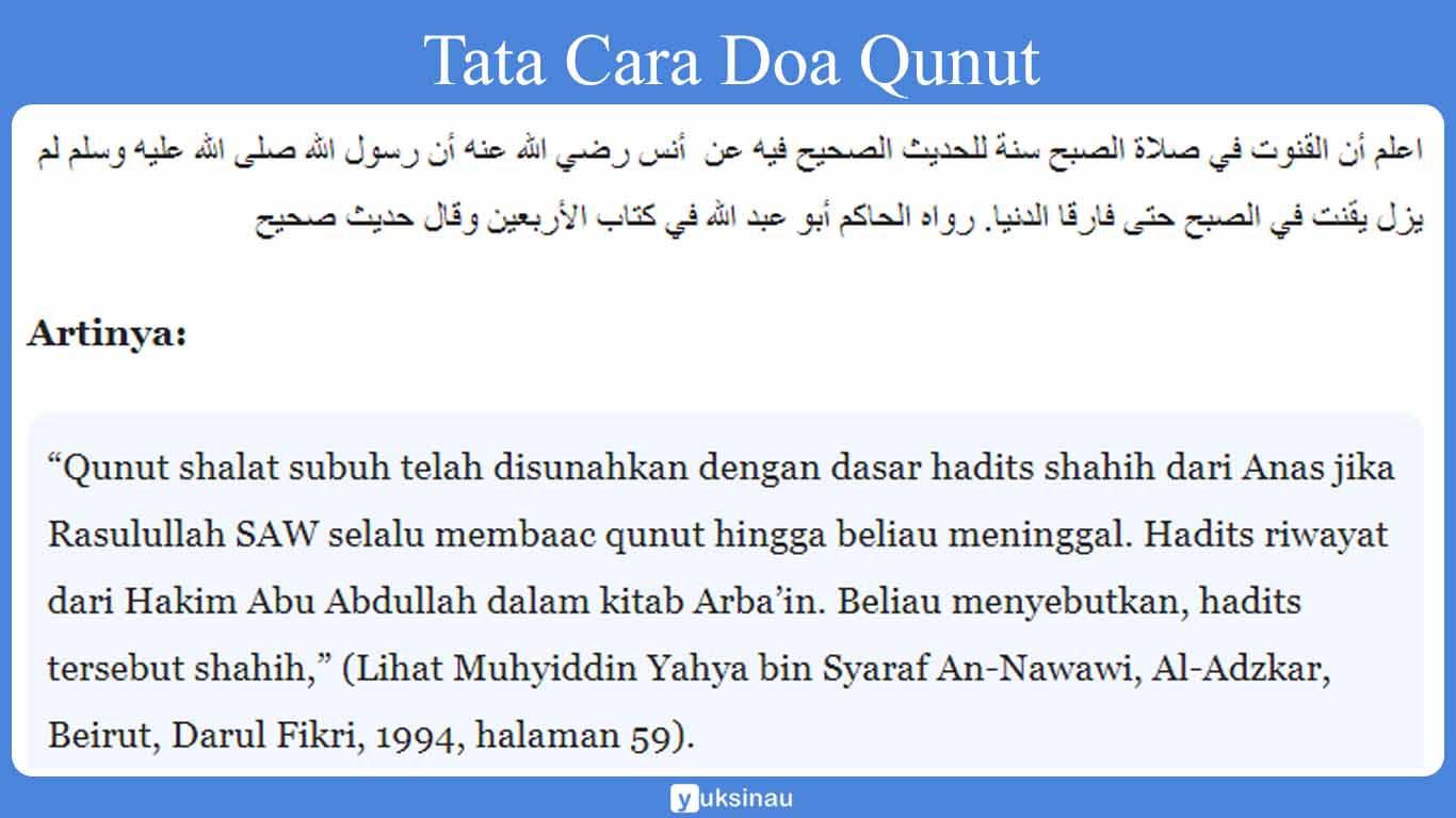 Tata Cara Doa Qunut