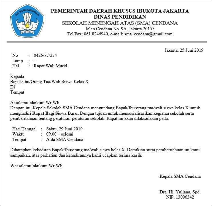 Surat Undangan Resmi Sekolah