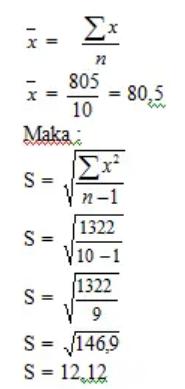 contoh soal simpangan baku