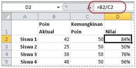 persentase di excel