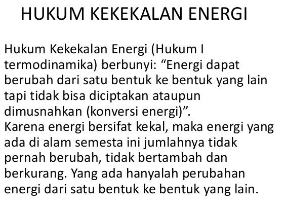 jelaskan hukum kekekalan energi