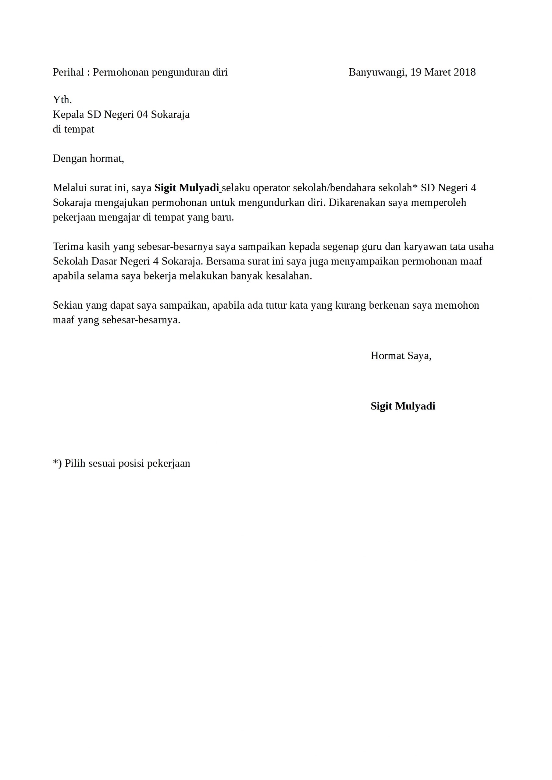 surat pengunduran diri guru