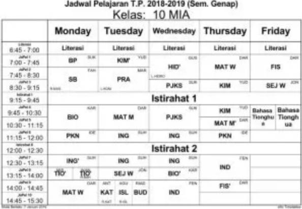 aplikasi jadwal pelajaran xls