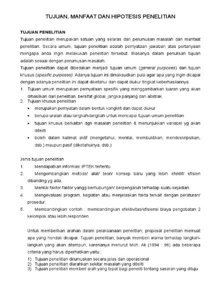 contoh tujuan penelitian dalam proposal