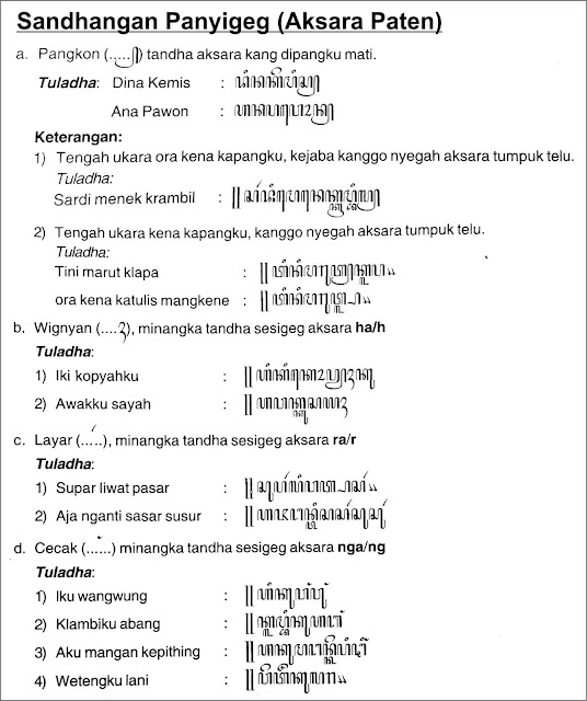 Contoh Pemakaian Sandangan Aksara Jawa 3